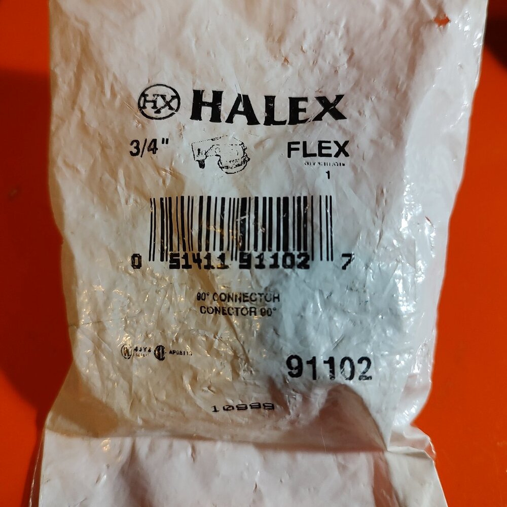 Halex 91102, 3/4" Flex 90 Degree Connector  *NEW*